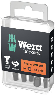 868/4 IMP DC DIY Impaktor square head socket bits, # 3 x 50 mm, 5 pieces, 05057672001 Wera main