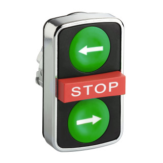 Head for triple headed push button, Harmony XB4, green flush/red projecting/green flush pushbutton 22mm with marking