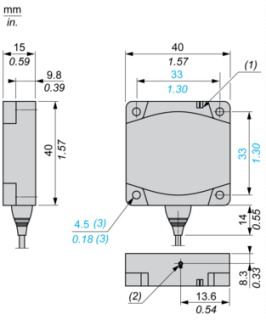 inductive proximity sensor XS8 40x40x15, PBT, Sn25mm, 12...24 VDC, cable 2 m, XS8C1A1PBL2 main