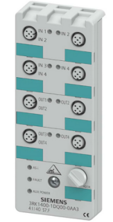 AS-i compact module K60 digital 4 DI/4 DQ, IP67 4 x input, maximum 200 mA 4 x output, 2 A, 24 V DC maximal 4 A for all outputs 8 x M12 socket Y-II assignment Mounting plate 3RK1901-0CA00 must be ordered separately main