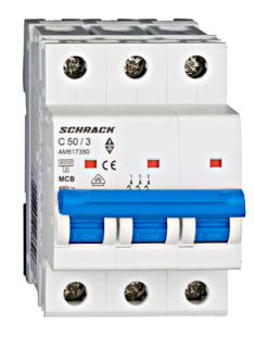 Circuit breaker (MCB) AMPARO 6kA, C ​​50A, 3-pole, Schrack Teknik, AM617350-- main