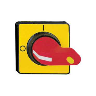Handles and front plates,TeSys Control,red handle,yellow front,1 padlocking,fixing by single hole Ø22.5mm