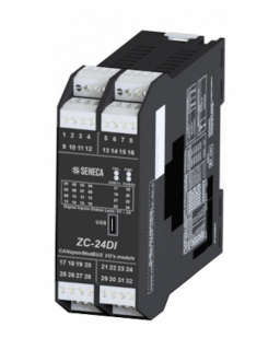 Z-24-D-IN, 24 CH DI module / CANOPEN-RS485 ModBUS RTU, din rail mounting, ZC-24DI Seneca main