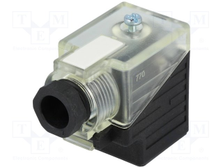 Connector: valve connector; plug; form A; 18mm; female; PIN: 3; 24V; LED main