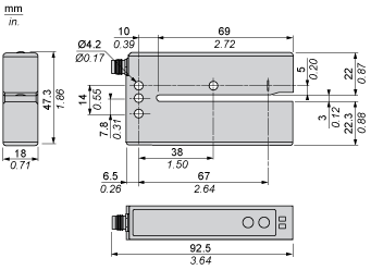 Фотоэлектрический датчик, ultrasonic sensor label fork 60x3, 12...24 V DC, PNP NO/NC connect M8, XUVU06M3PSNM8 alt_view_2