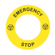 Legend holder 60mm for emergency stop, plastic, Harmony XB4, yellow, for padlocking, marked EMERGENCY STOP alt_view_2