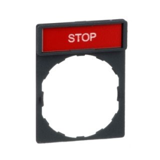 Legend holder 30x40mm, Harmony XB4, plastic, with legend 8x27mm, marked STOP main