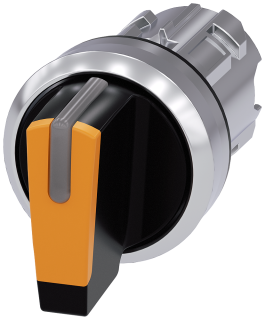 Toggle switch illuminable, 22 mm, round, metal high gloss, amber, knob short, 3SU1052-2BL00-0AA0, Siemens main
