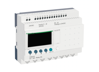 compact smart relay, Zelio Logic SR2 SR3, 20 IO, 24V DC, clock, display, 8 relay outputs main