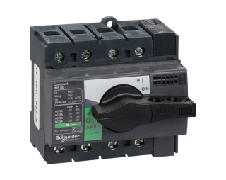 switch disconnector, Compact INS80, 80A, standard version with black rotary handle, 4 poles main