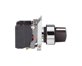 Selector switch, Harmony XB4, metal, black, 22mm, 2 positions, stay put, 1NO main