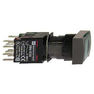 Complete illuminated push button, Harmony XB6, green rectang flush, 16mm, spring return 1NO 12...24V main