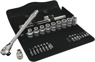 8100 SC 8 Zyklop Metal Ratchet Set with switch lever, 1/2" drive, metric, 28 pieces, 05004078001 Wera main