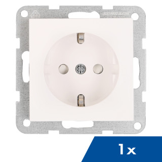 Socket outlet w. safety shutter, cage clamps, 1 pcs, white, EV1013031 Schrack Technik