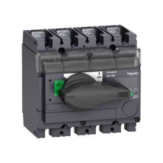 switch disconnector, Compact INV250, visible break, 250A, standard version with black rotary handle, 4 poles main