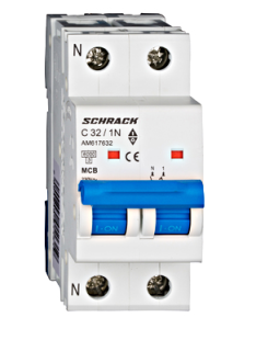Circuit breaker (MCB) AMPARO 6kA, C ​​32A, 1+N, Schrack Teknik, AM617632-- main