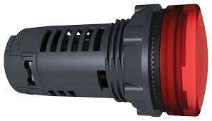 Monolithic pilot light, Harmony XB5, grey plastic, red, 22mm, universal LED, plain lens, 230...240V AC main
