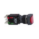 Complete illuminated push button, Harmony XB6, red square flush, 16mm, spring return, 1NO + 1NC,  12...24V main