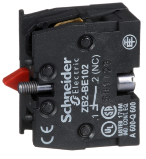 Contact block, Harmony XAC, single contact, spring return, 1 speed, front mounting, screw clamp terminal, 1NC