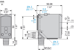 Photoelectric sensor, photo electric laser sensor, XUK, diffuse energetic, Sn 1, 2 m, 10...30 VDC, M12, XUK5LAPSMM12 alt_view_2