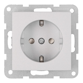 Socket outlet with safety shutter, cage clamps, silver, EV121303 Schrack Technik