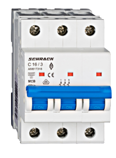 Circuit breaker (MCB) AMPARO 6kA, C ​​16A, 3-pole, Schrack Teknik, AM617316-- main