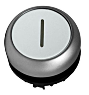 Push-button flat, `Iï, spring-return, white