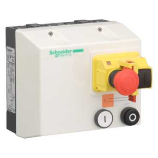 Enclosed DOL starter,TeSys LG,4-6.3A,380/400V AC coil,including 1 LC1K,GV2ME with emergency stop,2 pushbuttons main