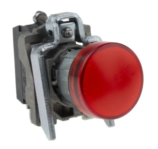 Pilot light, Harmony XB4,metal, red, 22mm, universal LED, plain lens, 24V AC DC