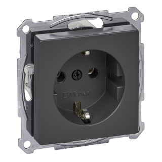 Socket-outlet, Merten System M, mechanism with fixing frame, 2P + E, 16A, Schuko, screwless terminals anthracite main