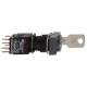 Selector switch, Harmony XB6, black rectangular, 16mm, 2 positions, stay put, 1NO + 1NC, key 200 main