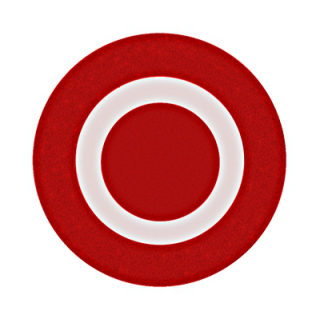 Button plate flat with inscription, red with white zero