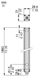 XUSL2E30H181N Telemecanique drošības gaismas aizkari, 2. tips, XUSL Roku aizsardzība, Hp = 1810 mm R=30 mm alt_view_2