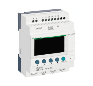 compact smart relay, Zelio Logic SR2 SR3, 10 IO, 24V DC, no clock, display main