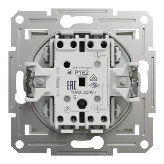 Asfora - 1pole 2way switch -10AX screwless, white wo frame