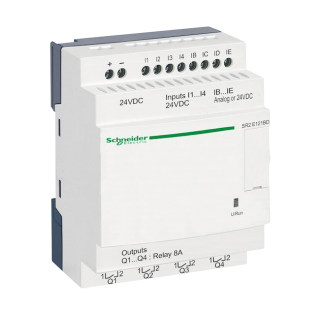 compact smart relay, Zelio Logic SR2 SR3, 12 IO, 24V DC, clock, no display main