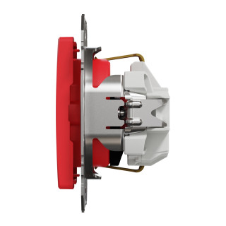 Socket-outlet, Sedna Design & Elements, 16A, 250V, side earth, with shutter, red main