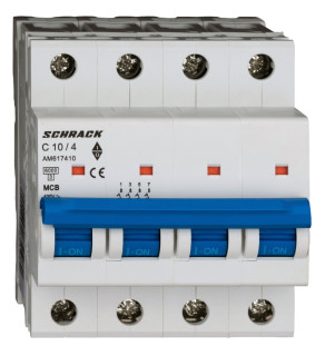 Automātslēdzis (MCB) AMPARO 6kA, C 10A, 4-pole, Schrack Teknik, AM617410-- main