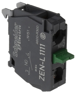 Single contact block, Harmony XALD, XALK, silver alloy, rear mounting, screw clamp terminal, 1NO main