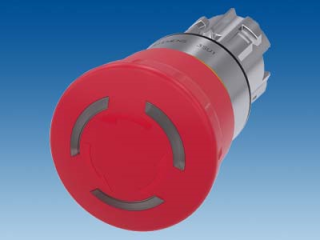 Emergency stop mushroom pushbutton, illuminated, 22 mm, round, metal, high gl..., 3SU1051-1HB20-0AA0, Siemens main