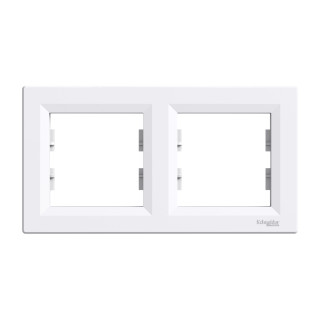 Asfora - horizontal 2-gang frame - white