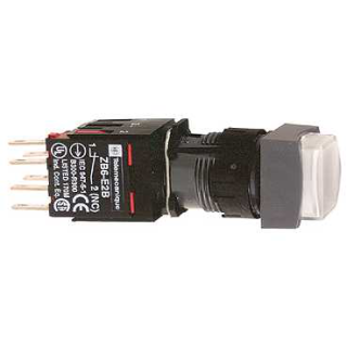 complete illuminated push button, Harmony XB6, white, projecting illuminated pushbutton, 16mm, spring return, 1NO+1NC, 12...24 V main