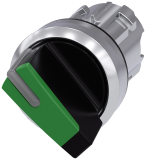 Toggle switch, illuminable, 22 mm, round, metal, high gloss, green, 3SU1052-2BC40-0AA0, Siemens main