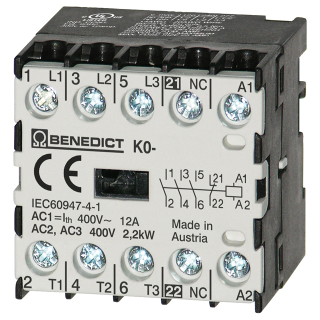 Mikrokontaktors Benedict  2.2KW , 5A, Vadīibas spole 24VAC, 480V, Papildkontakti - 4PST-2NO/2NC (2 Form A, 2 Form B);K0-05D00-22 24 main
