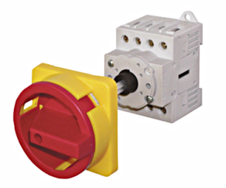 Emergency-Stop Main Switch 4-pole, base mounted, 25A, 10kW main