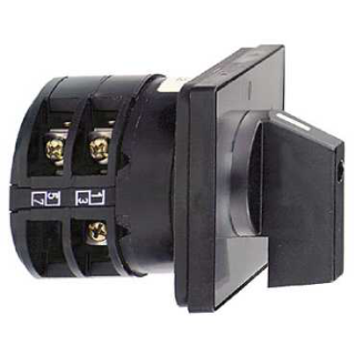 Complete cam switch, Harmony K1, K2, cam changeover switch, front mounting, plastic, 4 poles, position 0, 30degrees, 32A, 64x64mm, marked 1 0 2