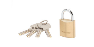 2930EURD | Brass padlock - Hardened steel shackle - 4 pin cylinder - reversible key - Keyed Different main