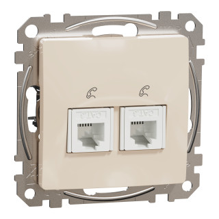 Telephone socket, Sedna Design & Elements, 2xRJ11, PRO, beige main