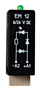 LED module, green 6-24V DC with protection diode, A1+, EM12