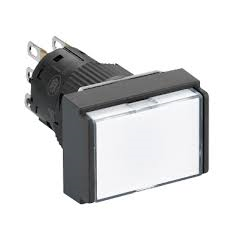Illuminated monolithic push button, Harmony XB6E, rectangle white flush, 16mm, spring return, 24V DC, 1CO main